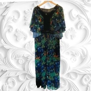 Vintage 1960’s Blue Jungle Tiger Maxi Dress